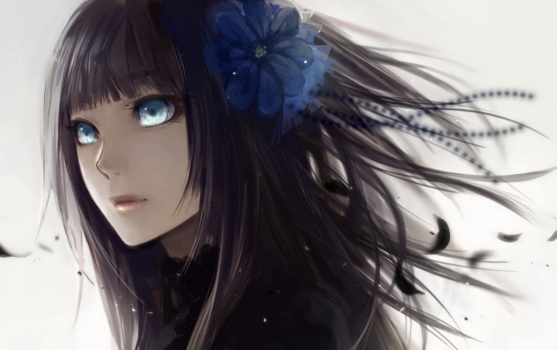 Anime Girl With Black Hair And Blue Eyes