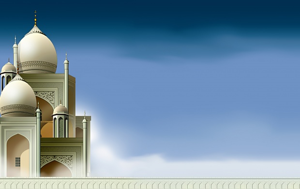 Arabian Style Mosque On Sky Background