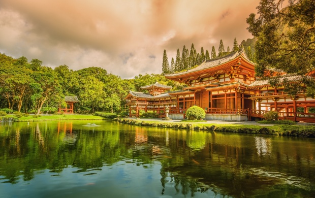 Asian Temple And Lake