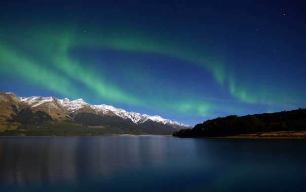 Aurora Borealis Above A Lake