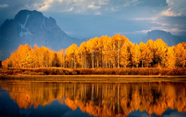 Autumn Lake Trees Mountains