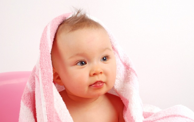 Baby With Pink Towel
