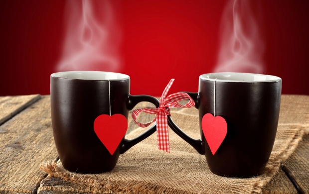 Black Couple Cup Hearts Background