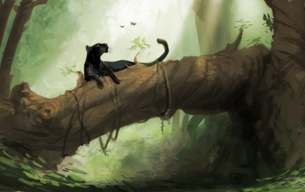 Black Panther Sitting on a Branch