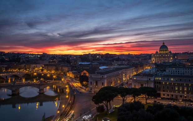 Blazing Sunset Over Rome