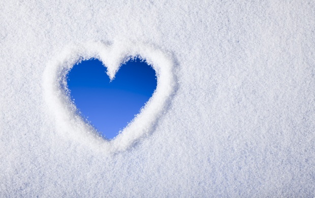 Blue Heart In Snow Winter
