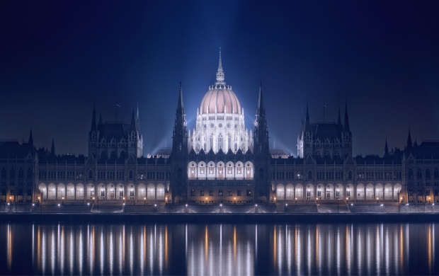 Blue Hungarian Parliament Building