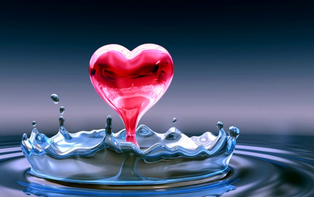Blue Water And A Pink Love Heart