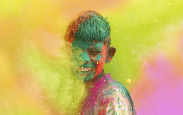 Boy Celebrate Holi Colour