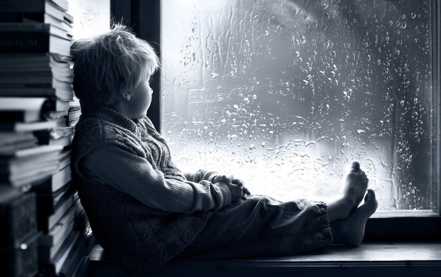 Boy Window Rain