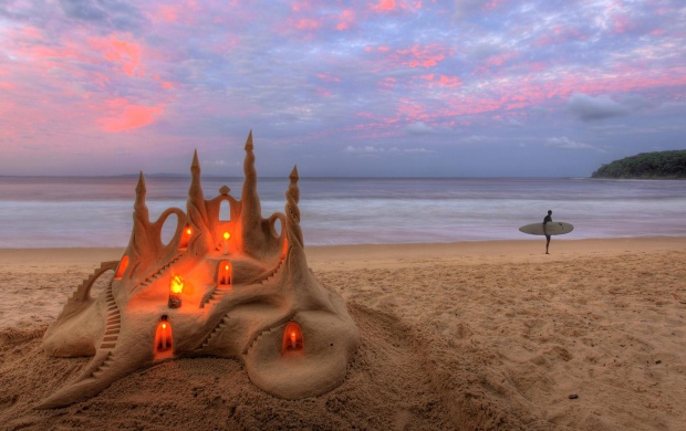 Candles In Sand Castle
