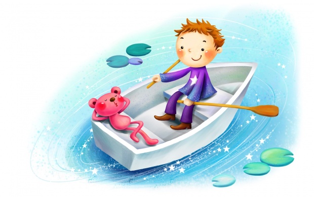 Cartoon Boy Boating
