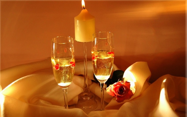 Champagne Candle Light Romantic Love