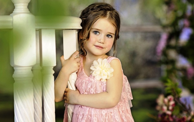 Children Girl Flower Dress Smile