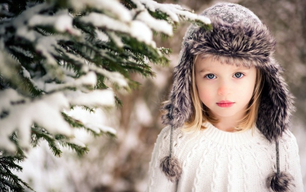 Children Girl Hat Snow Winter