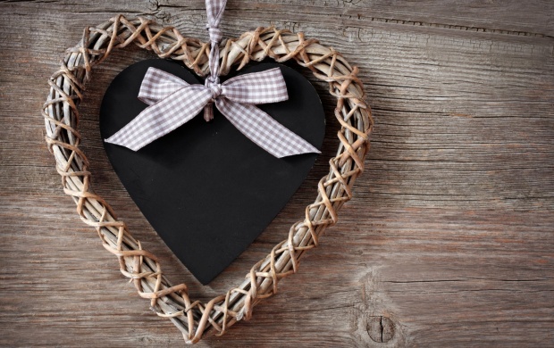 Close Up Heart On Wooden Background