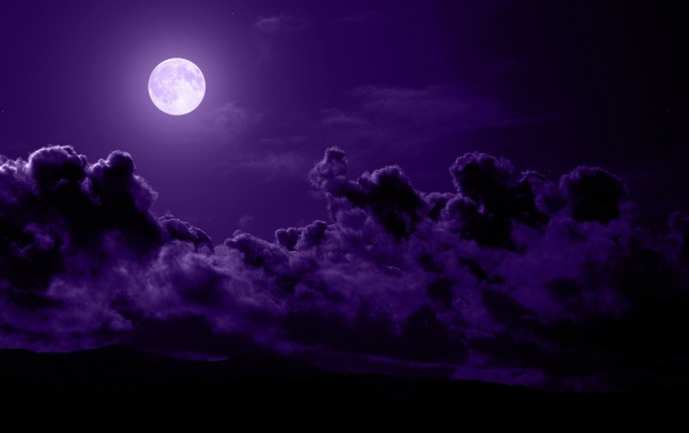 Clouds Moon Purple Night