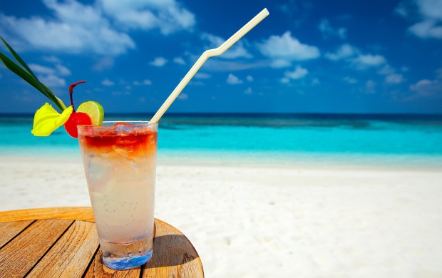 Cocktail On White Sand Beach