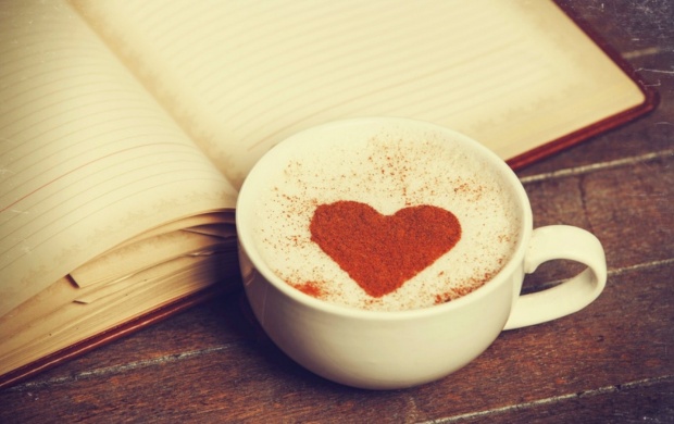 Cup Coffee In Love Heart Notebook