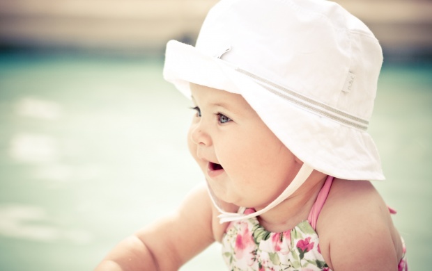 Cute Baby With White Hat