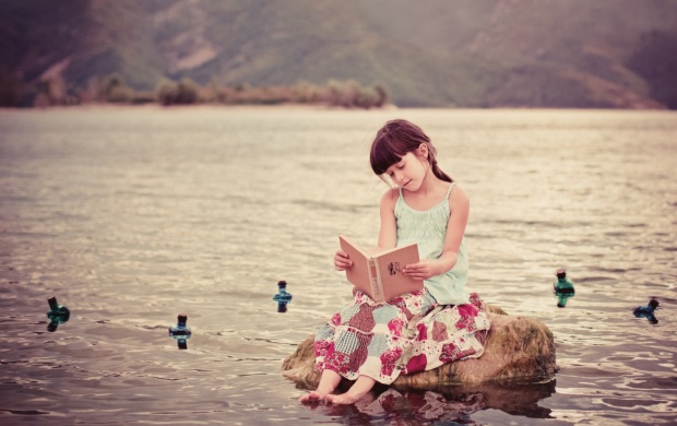 Cute Girl Reading Book