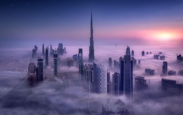 Dubai Buildings Clouds Evening
