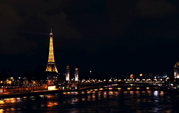 Eiffel Tower Night Paris France