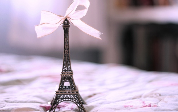 Eiffel Tower On White Ribbon