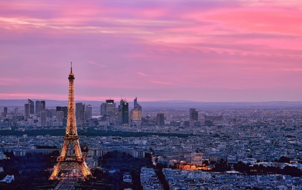 Eiffel Tower Paris Pink Sky