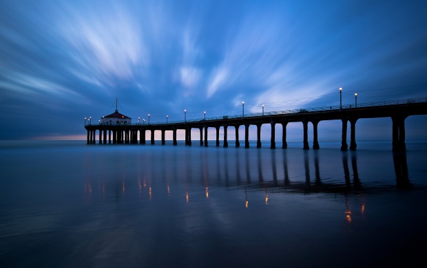 Empty Pier At Sunset