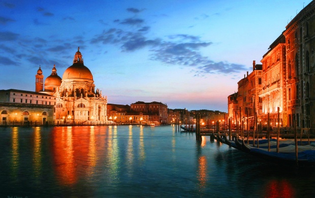 Evening In Venice City At Italy