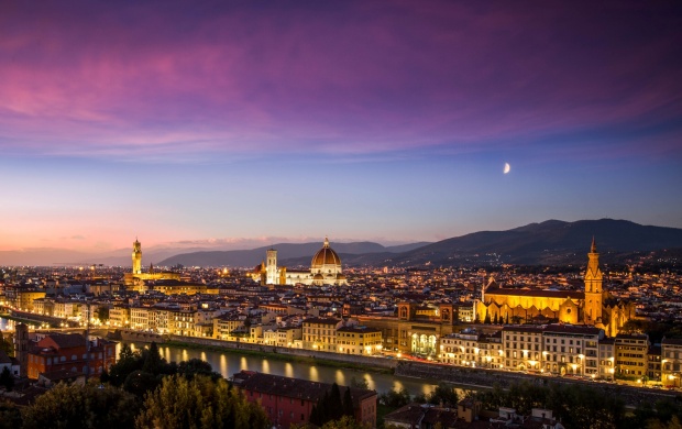 Florence Italy Evening Lights