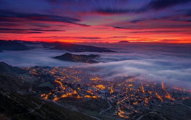 Fog Evening Berga Spain