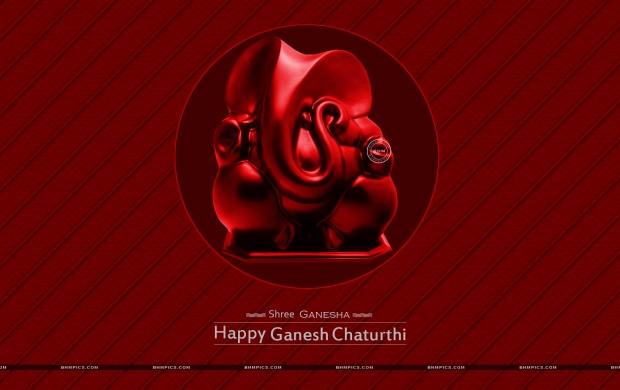 Ganesh Chaturthi In Red Background