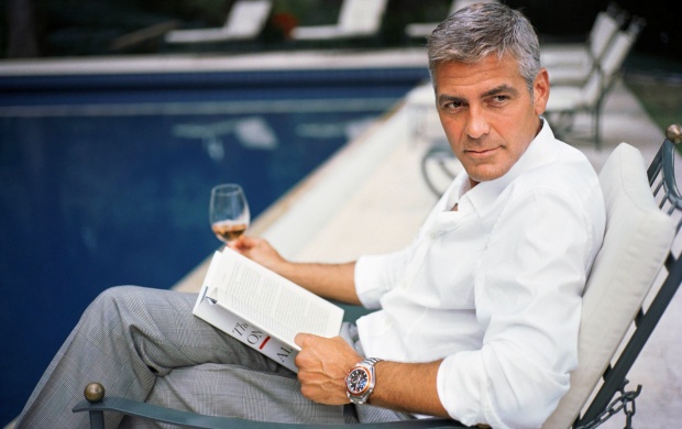George Clooney Drinking Whisky