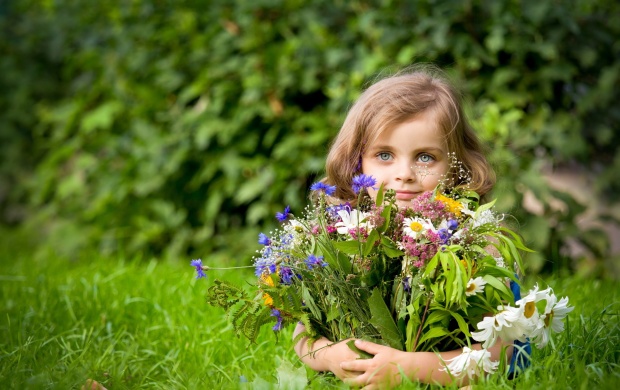 Girl Holding Flower Bouquet