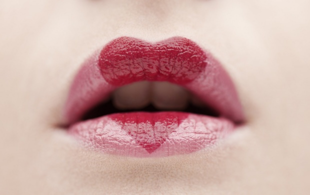 Girl Pink Lips Heart Style