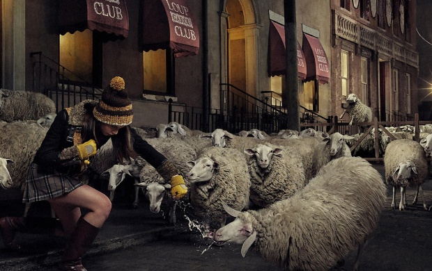 Girl Punching Some Sheep