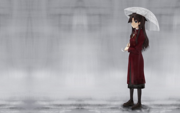 Girl Walking In Rain