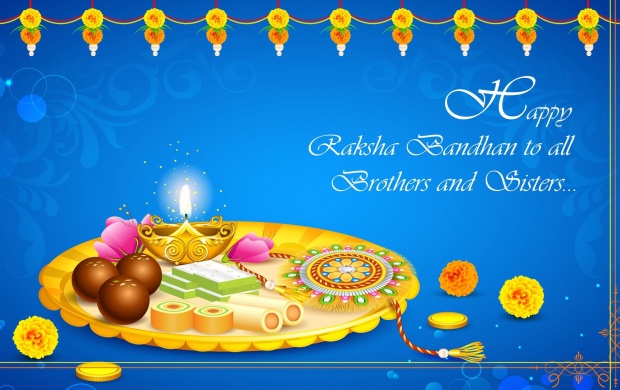 Happy Raksha Bandhan Decorated Puja Thali