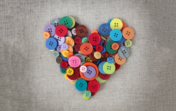 Heart Colorful Buttons Love
