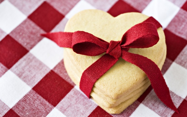 Heart Shaped Cookies With Red Ribbon