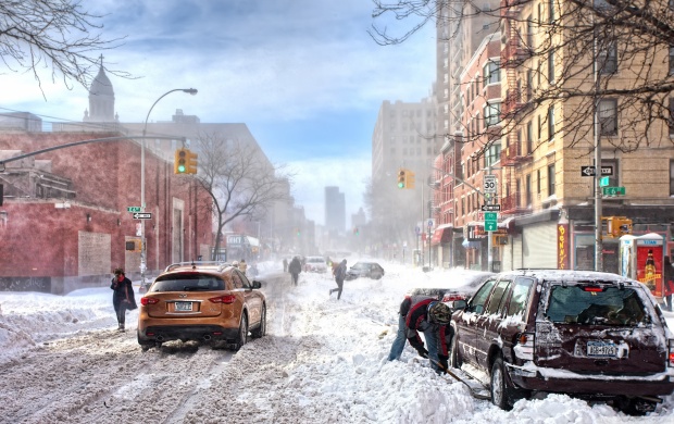 Heavy Snow on New York Streets