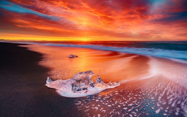 Ice Beach Sunset