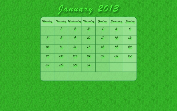 January Calendar 2013