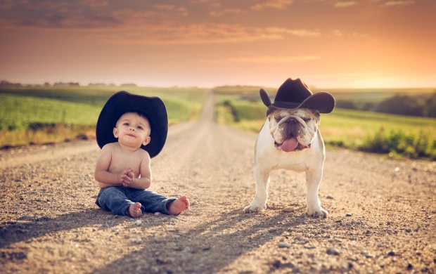 Little Boy With Bull Dog