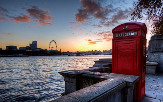 London Skyline With Telephone Booth