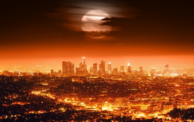 Los Angeles Skyline At Night California