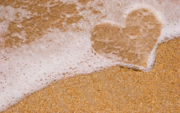 Love Heart Beach Sand Water