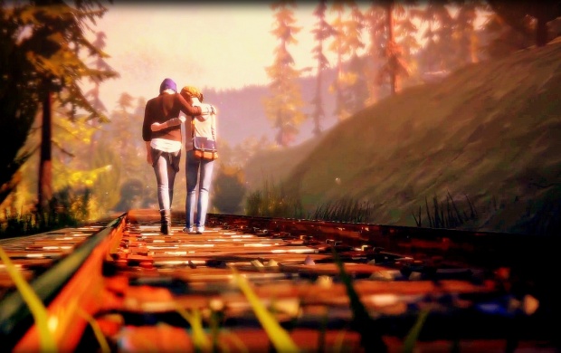 Lovers Walking on Railway